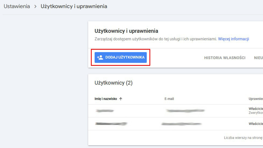 Jak dodać nowego użytkownika do Google Search Console